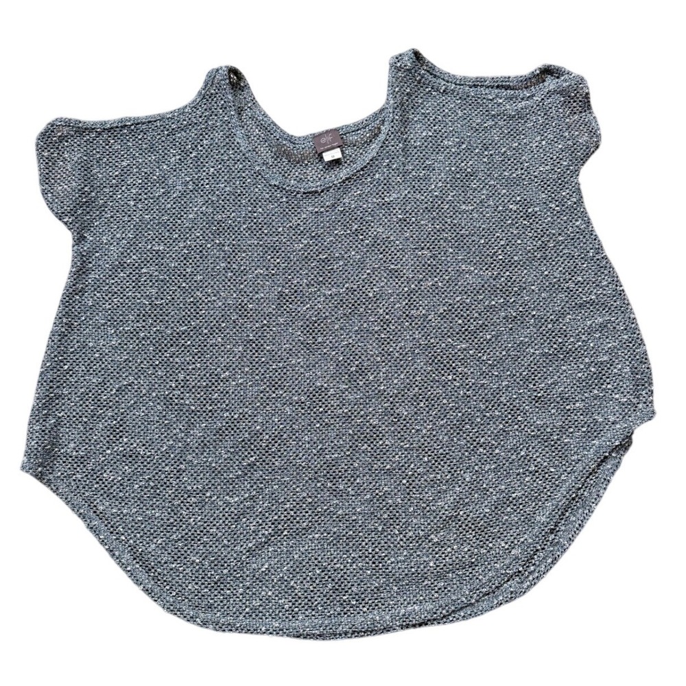 Elif for Jordan Taylor Knit Top Women Medium Blue‎ Excellent Poncho Open Knit
